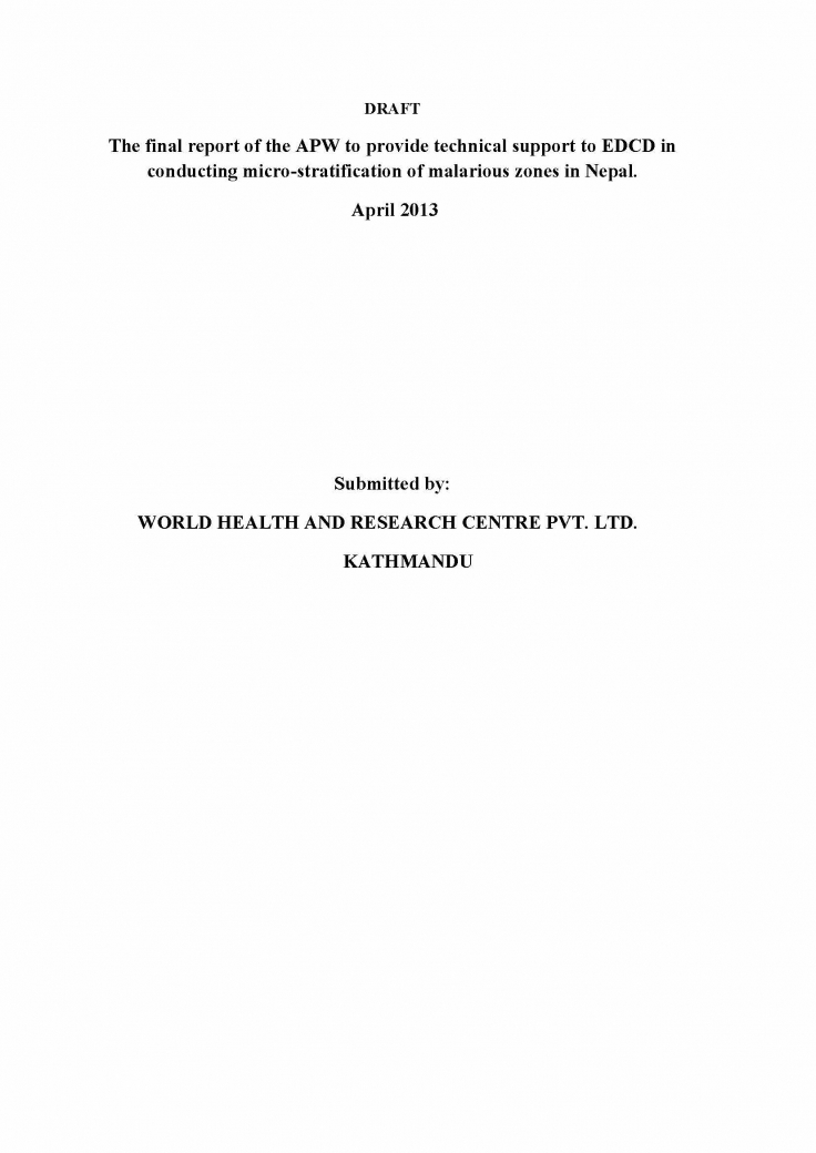 Report on Malaria Microstratification 2013