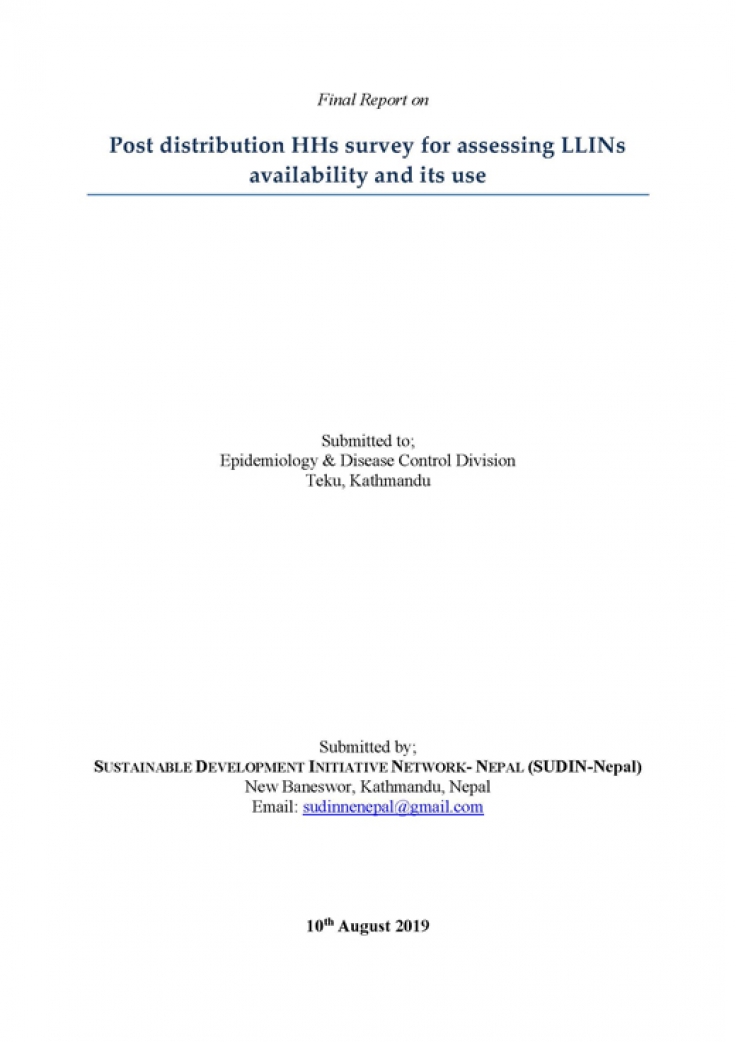 Post Distribution HHs Survey for Accessing LLINs Availability and its Use